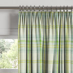 Euro Pleat Drapery in Summer Plaid - Seaglass