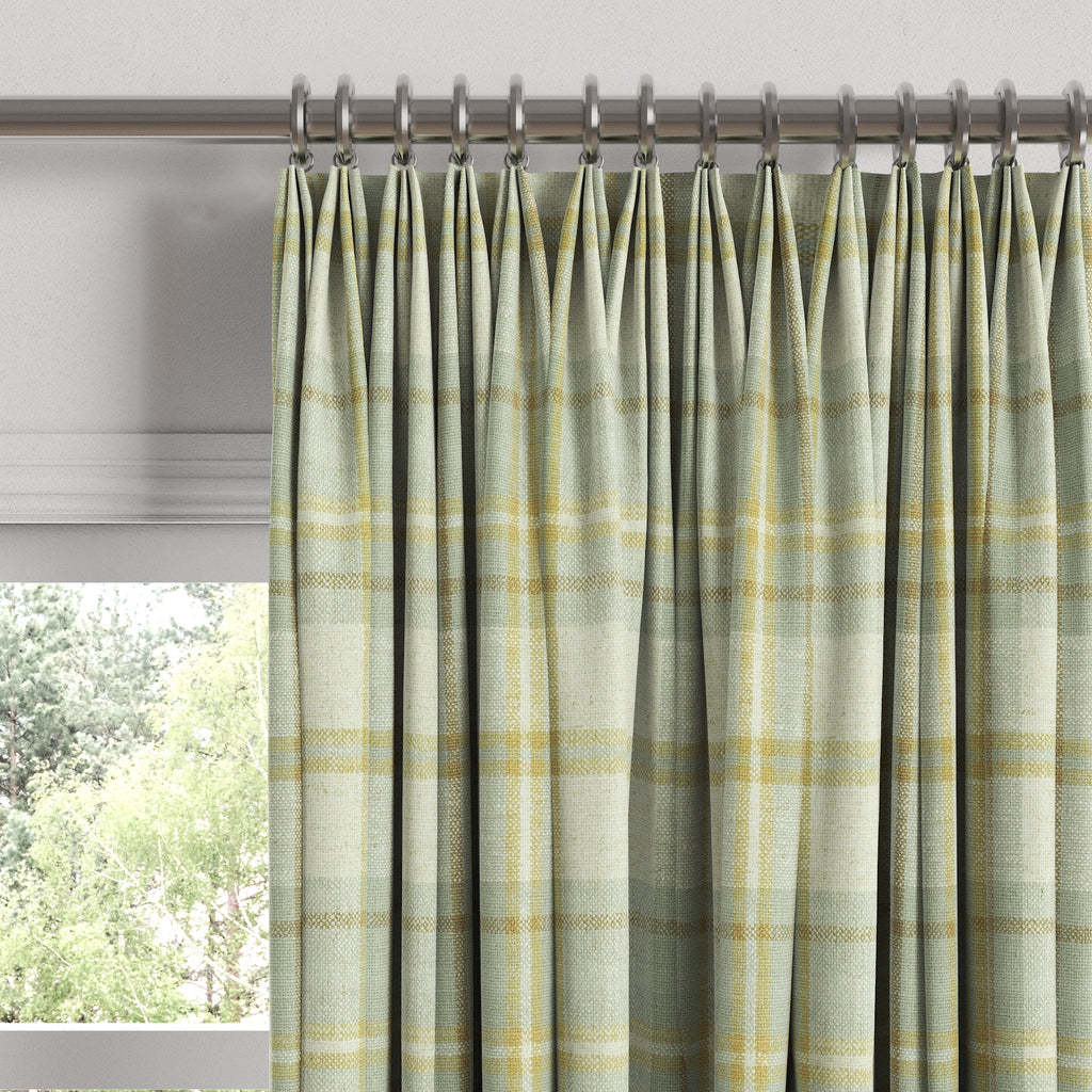 Euro Pleat Drapery in Summer Plaid - Stone