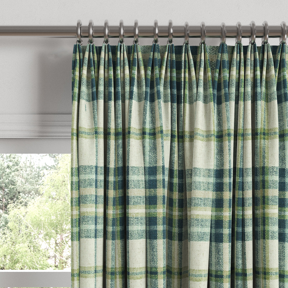 Euro Pleat Drapery in Summer Plaid - Twilight