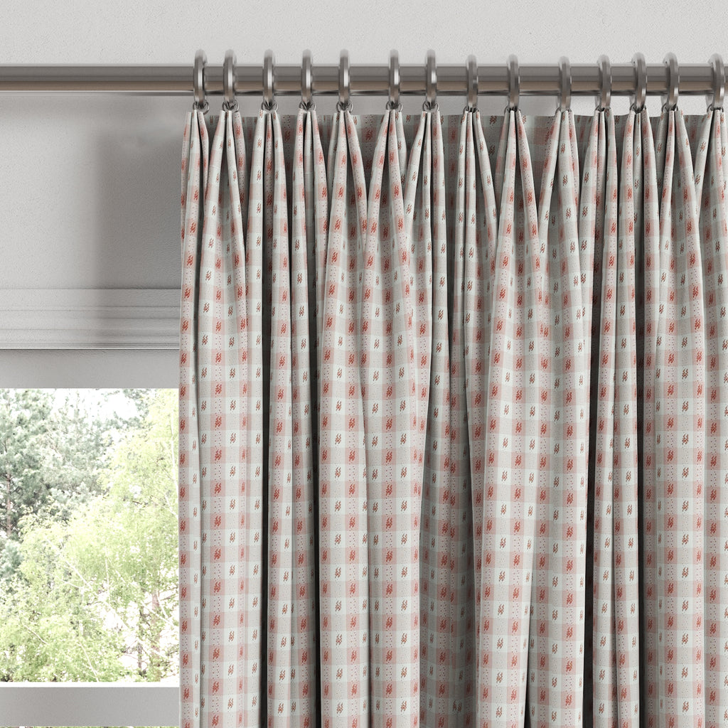 Euro Pleat Drapery in Luxe Gingham - Blush