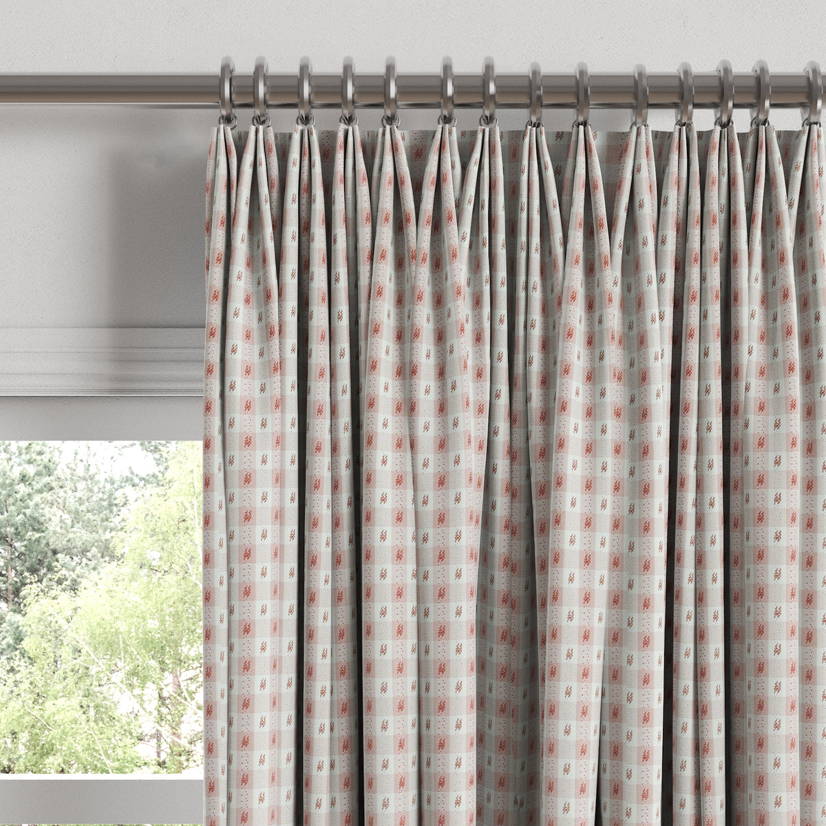 Euro Pleat Drapery in Luxe Gingham - Blush