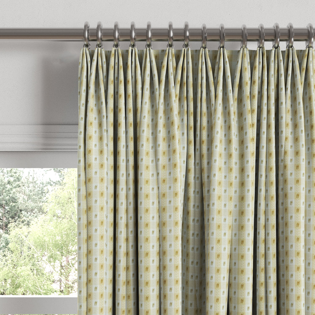Euro Pleat Drapery in Luxe Gingham - Butter