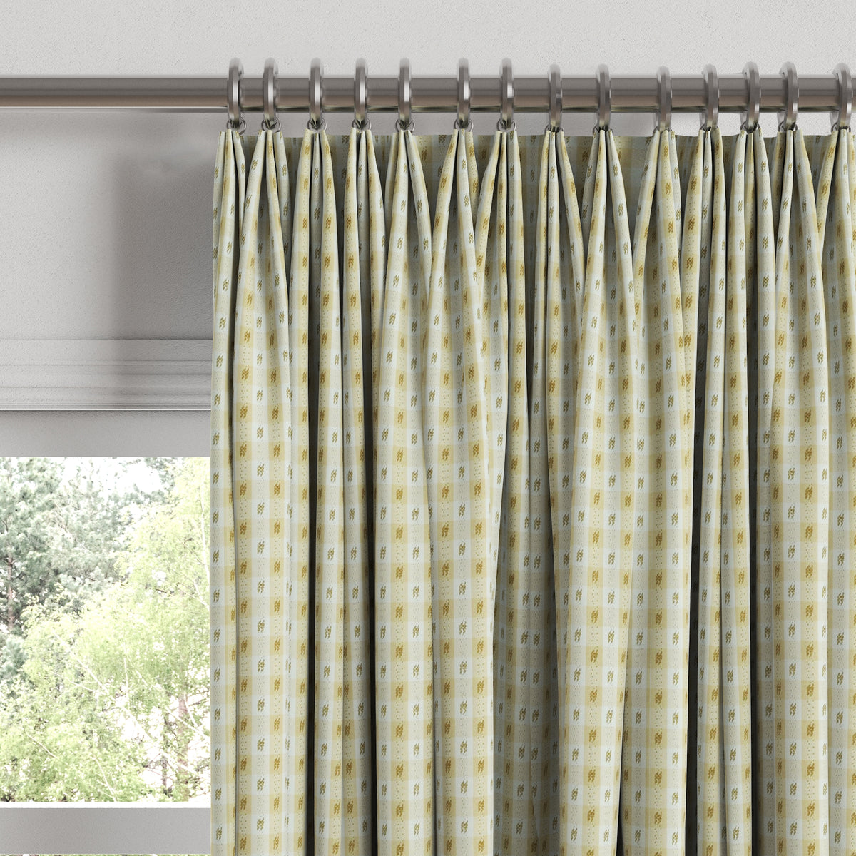 Euro Pleat Drapery in Luxe Gingham - Butter