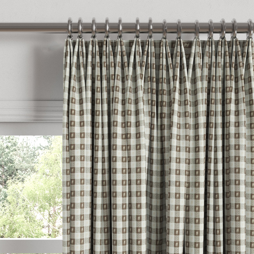 Euro Pleat Drapery in Luxe Gingham - Chocolate