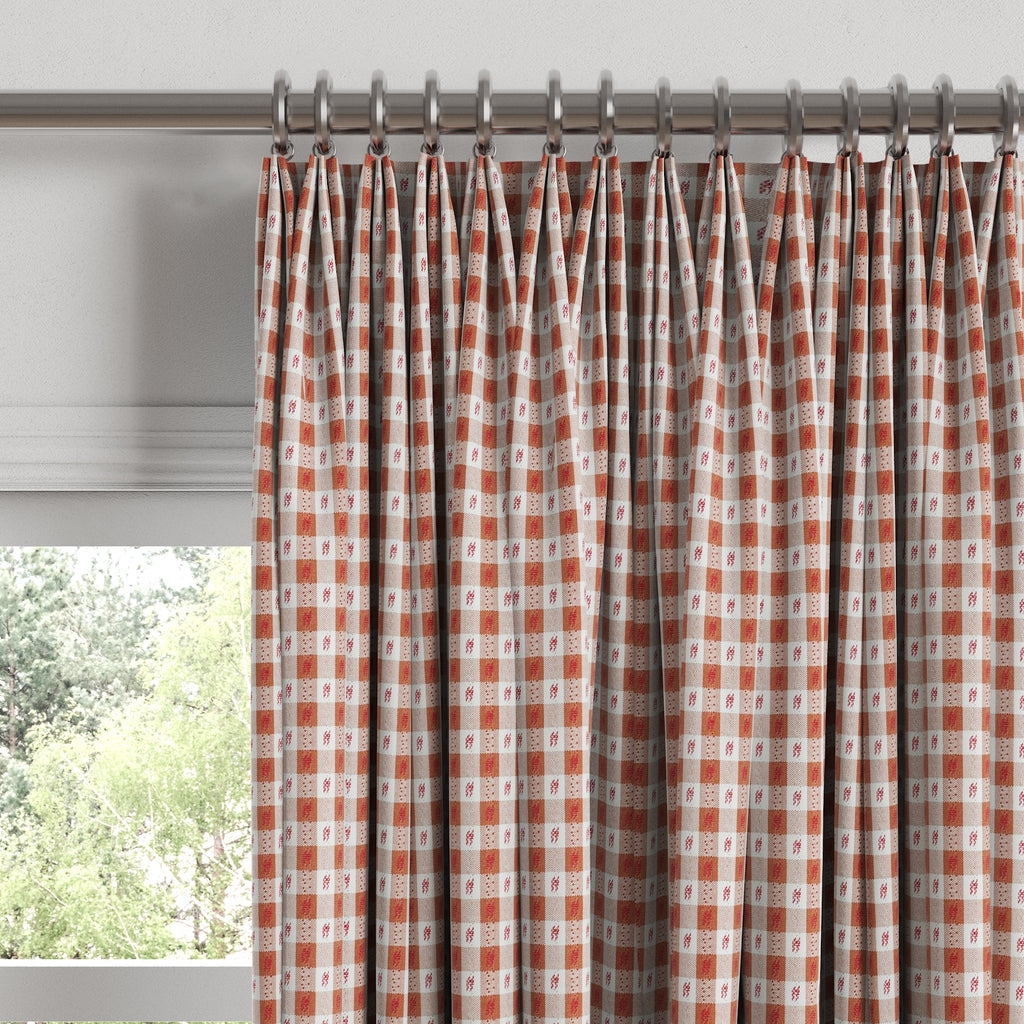 Euro Pleat Drapery in Luxe Gingham - Red