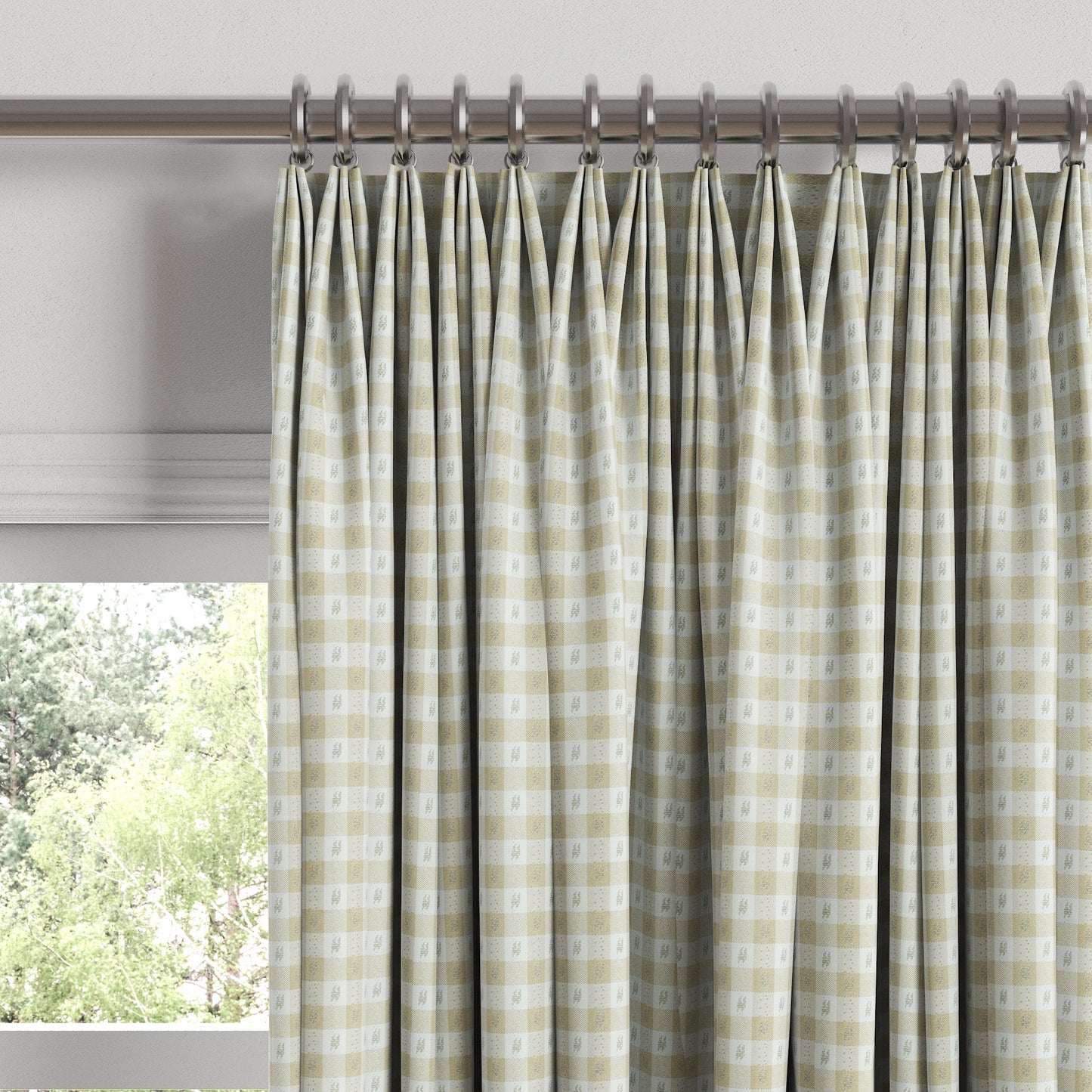Euro Pleat Drapery in Luxe Gingham - Wheat
