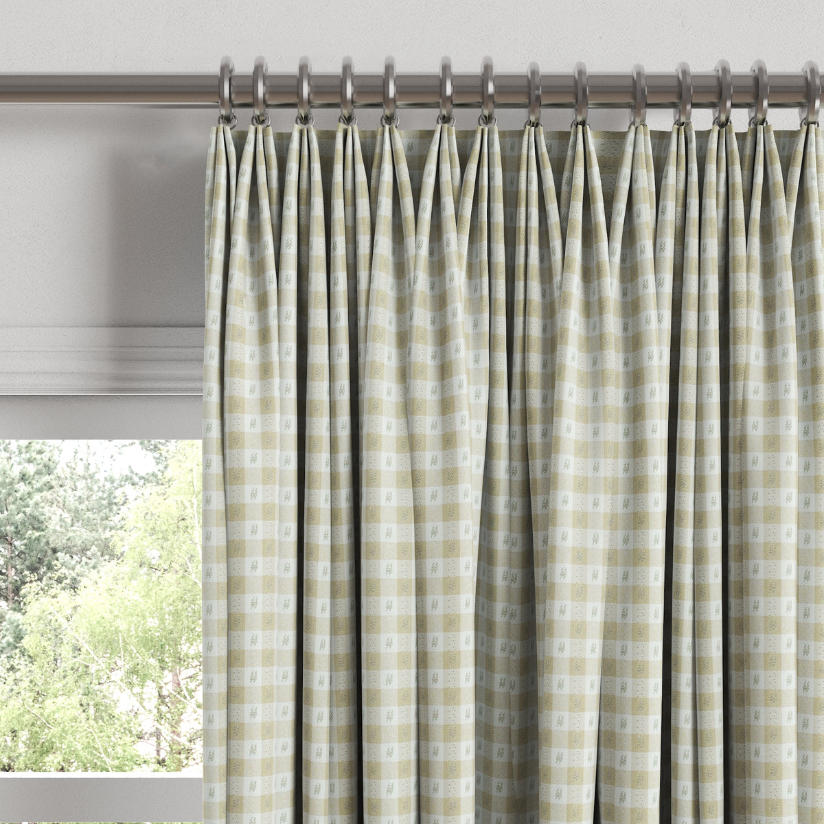 Euro Pleat Drapery in Luxe Gingham - Wheat