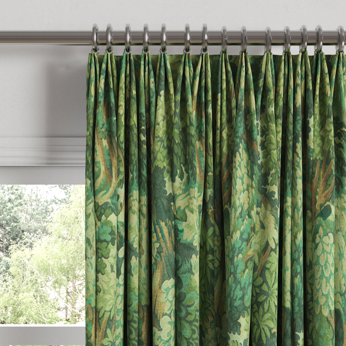 Euro Pleat Drapery in Enchanted Forest - Emerald