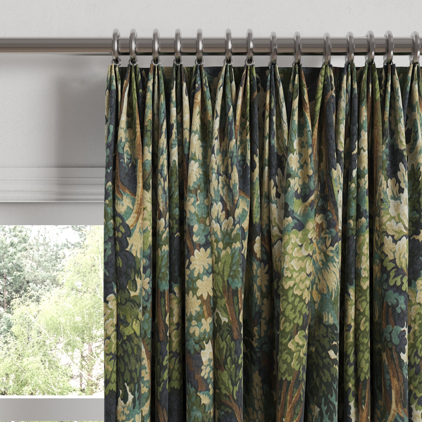 Euro Pleat Drapery in Enchanted Forest - Peridot