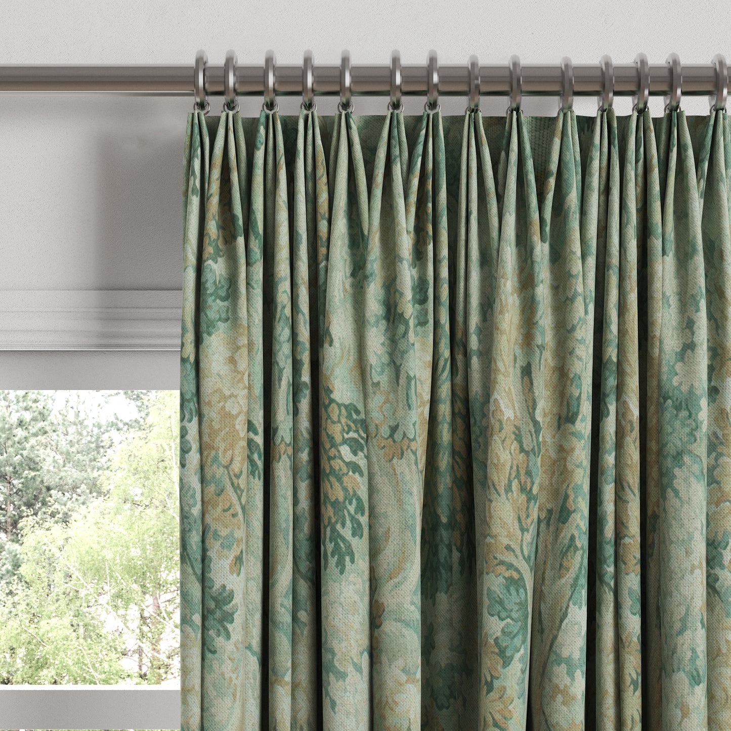 Euro Pleat Drapery in Enchanted Forest - Mineral