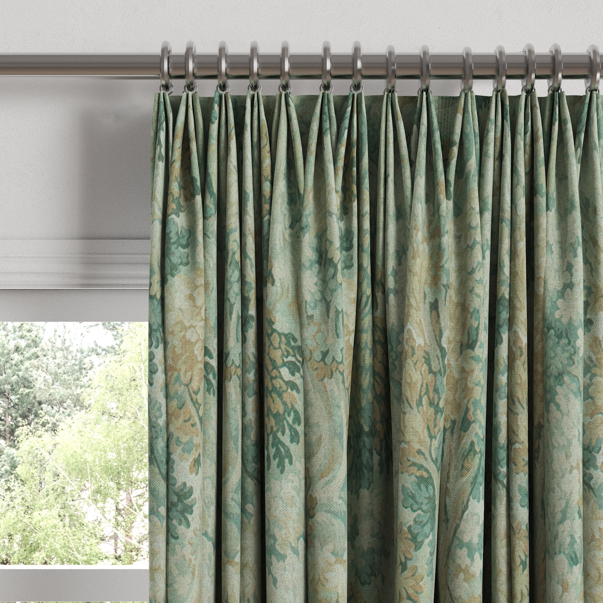 Euro Pleat Drapery in Enchanted Forest - Mineral