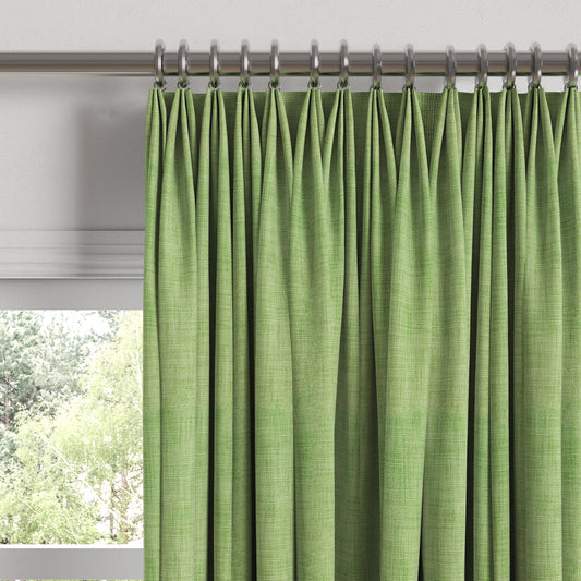 Euro Pleat Drapery in Woven Cotton - Green