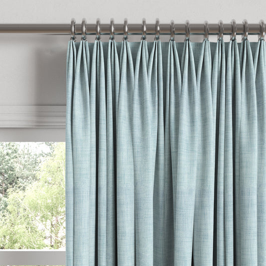 Euro Pleat Drapery in Woven Cotton - Sky Blue