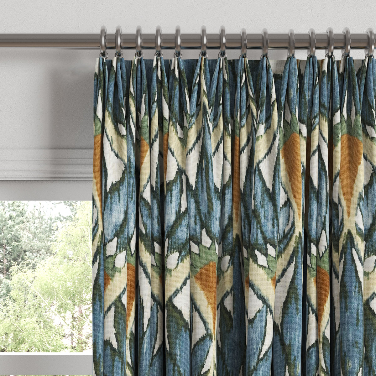Euro Pleat Drapery in Petal Press - Aquamarine