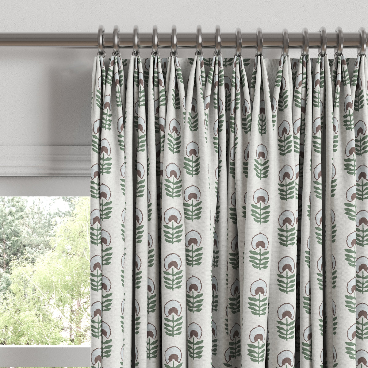 Euro Pleat Drapery in Mini Florals - Sky Garden