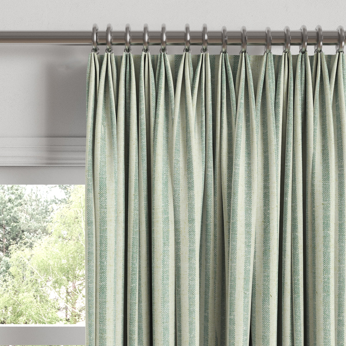 Euro Pleat Drapery in Candy Shop Stripes - Bottleglass