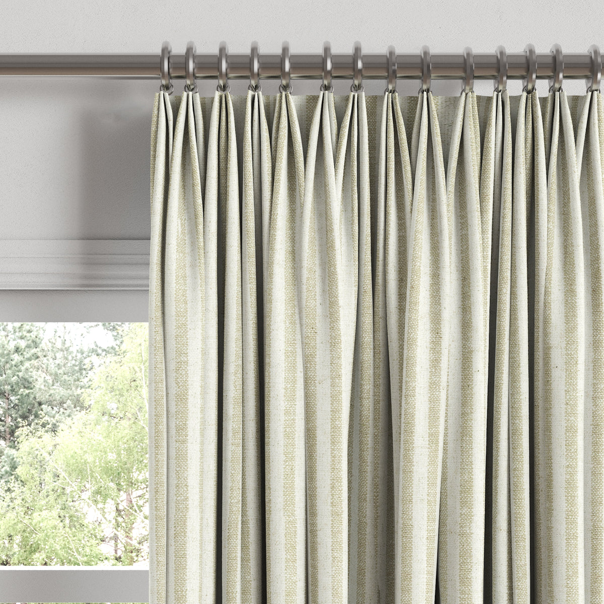 Euro Pleat Drapery in Candy Shop Stripes - Dune