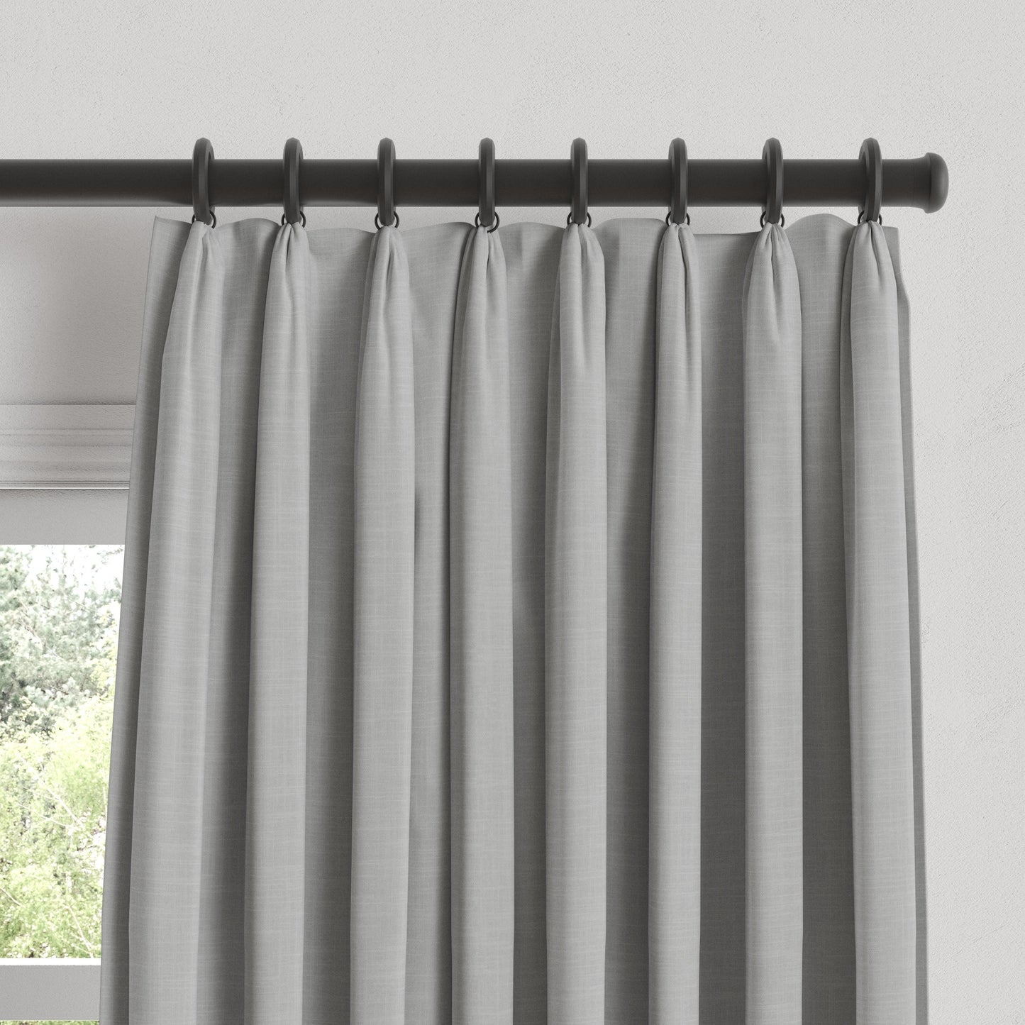 Euro Pleat Drapery in Classic Linen - Grey