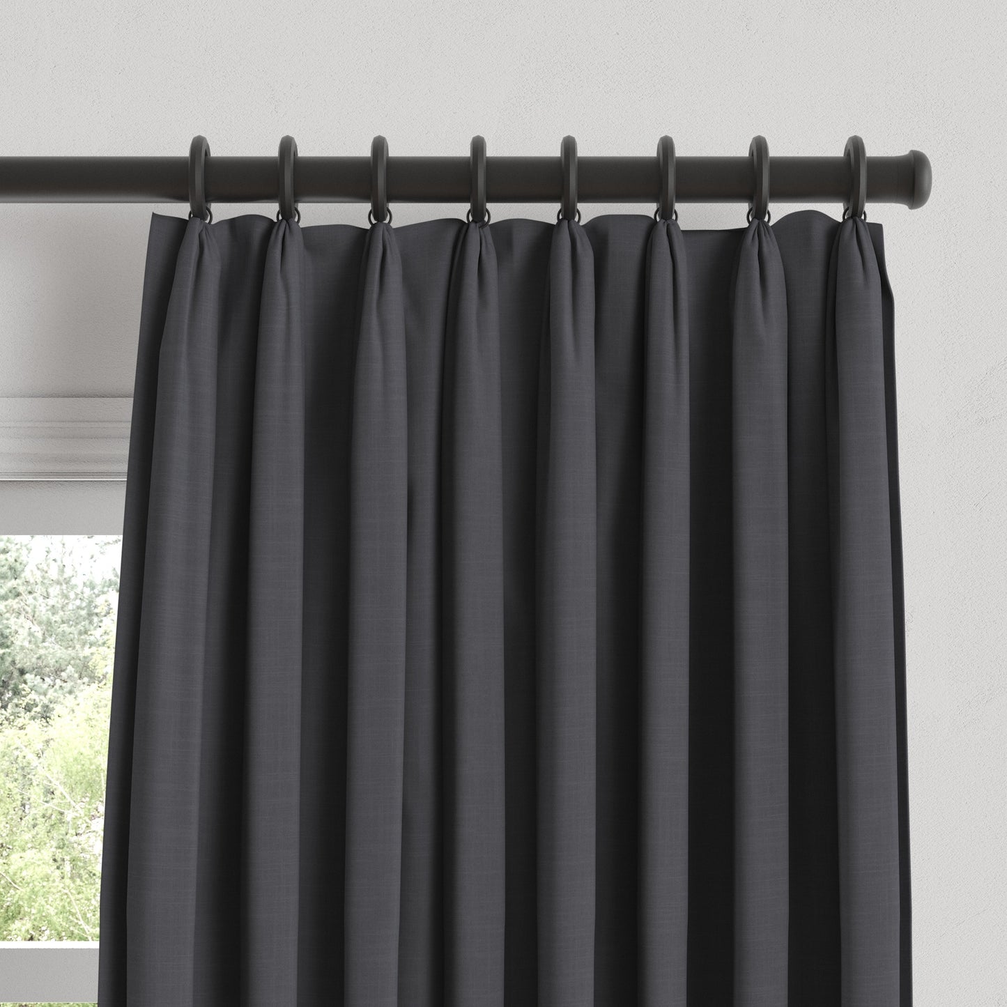 Euro Pleat Drapery in Classic Linen - Steel