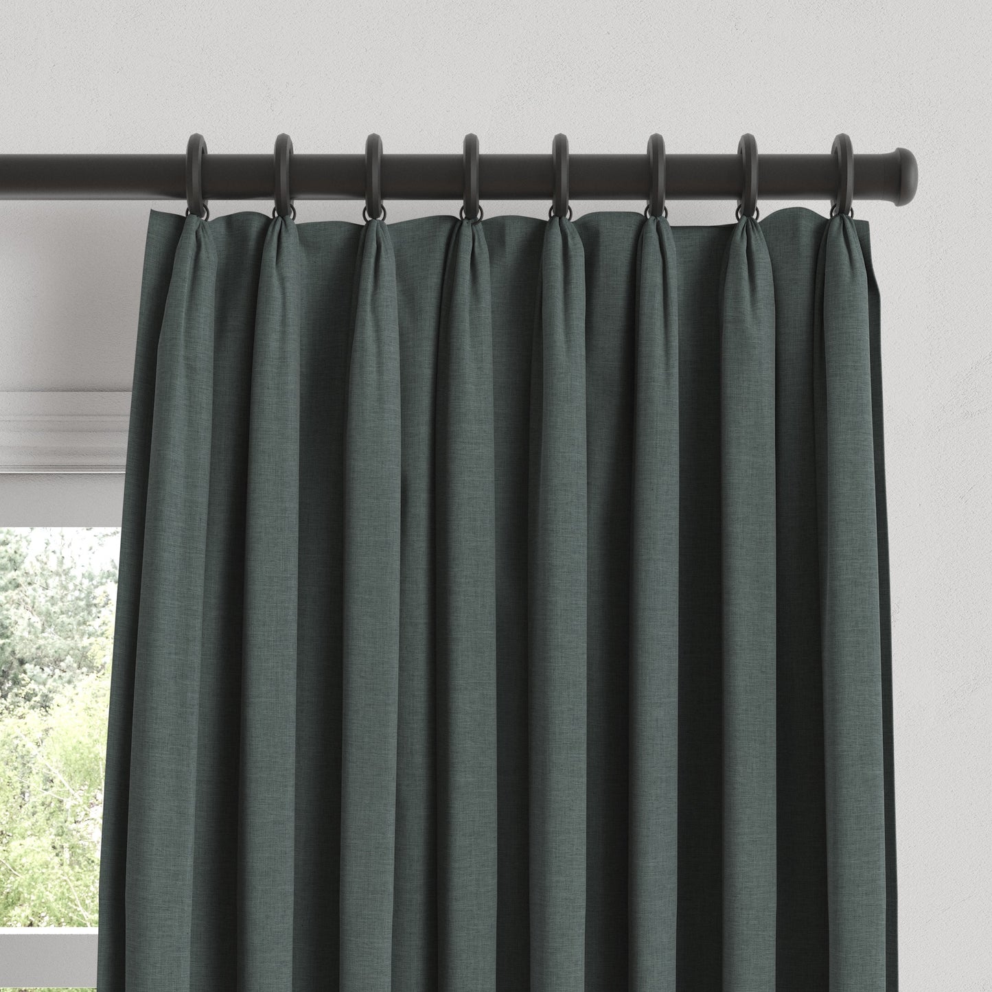 Euro Pleat Drapery in Lush Linen - Charcoal