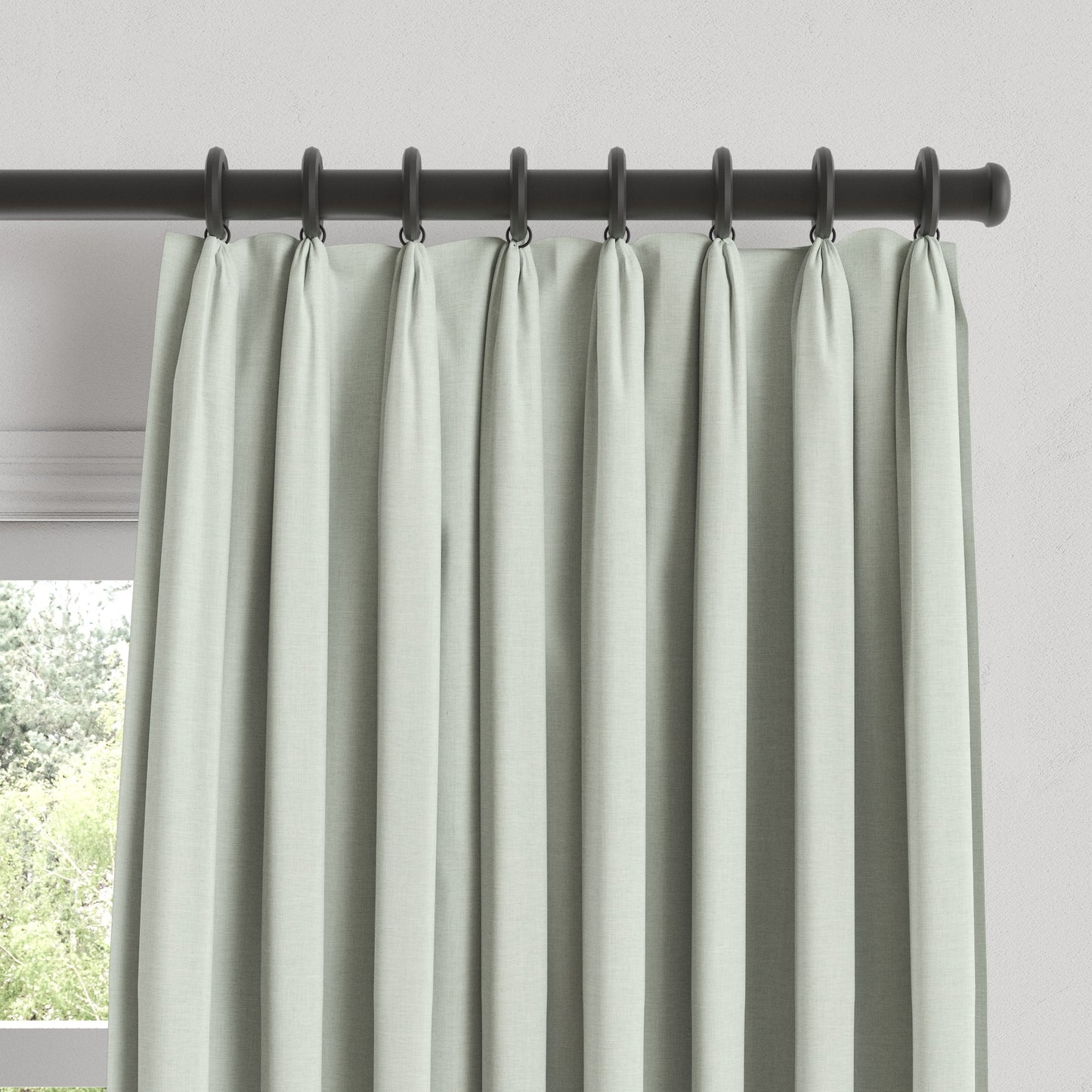 Euro Pleat Drapery in Lush Linen - Seafoam