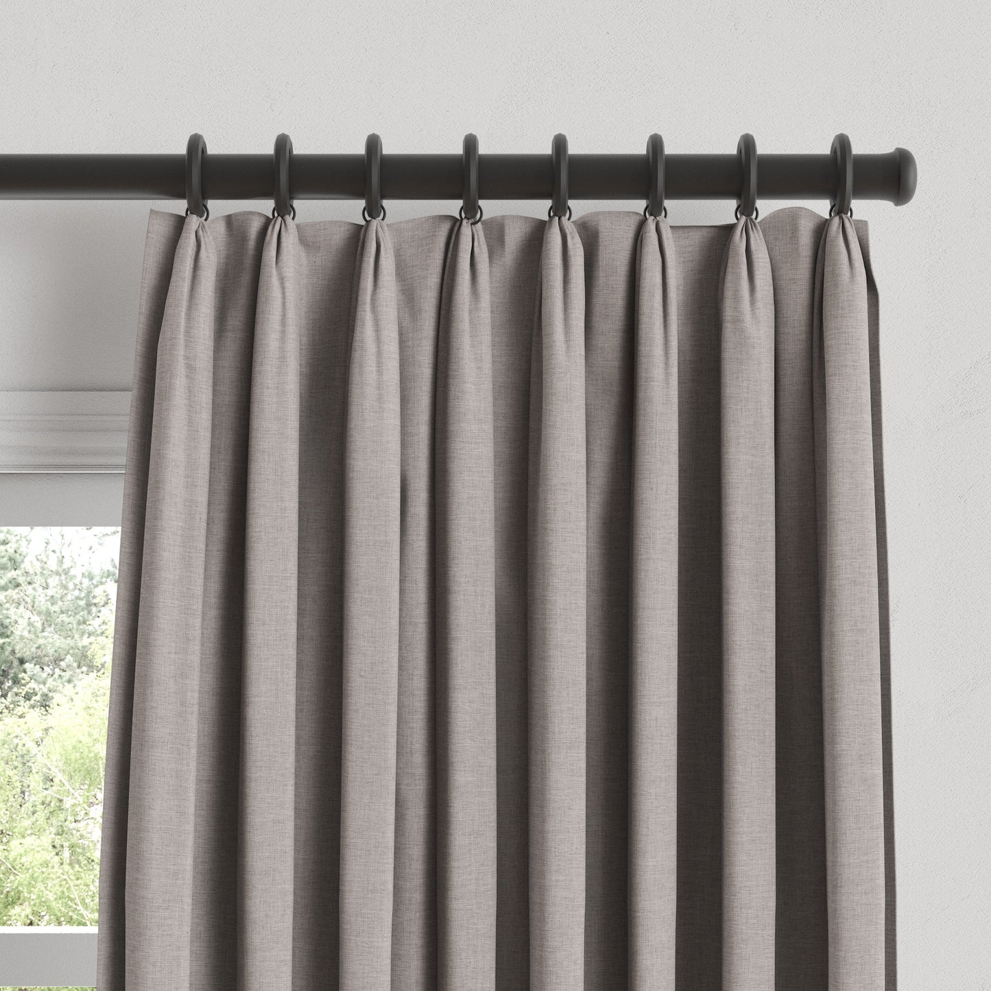 Euro Pleat Drapery in Lush Linen - Smokey Quartz