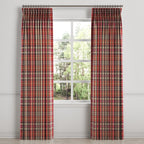 Pinch Pleat Drapery in Tartan - Redwood