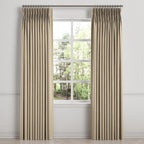 Pinch Pleat Drapery in Little White Line - Cognac