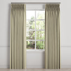 Pinch Pleat Drapery in Little White Line - Sage
