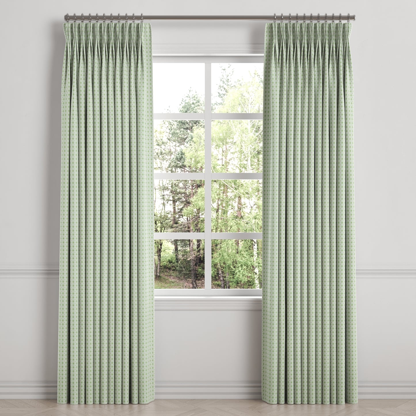 Pinch Pleat Drapery in Luxe Gingham - Celery