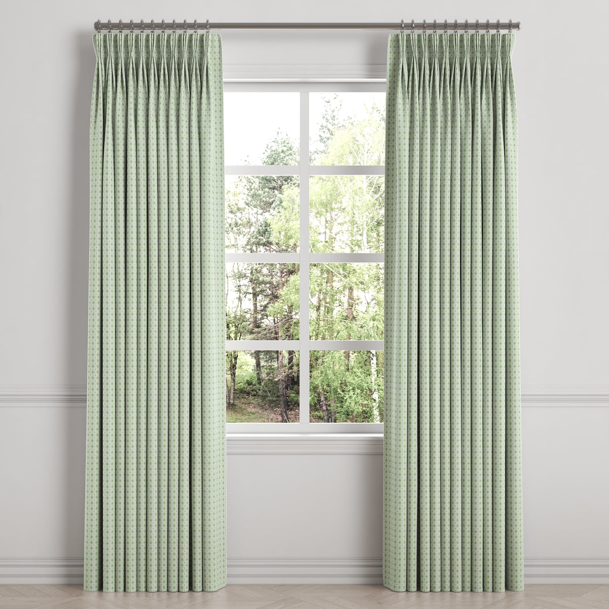 Pinch Pleat Drapery in Luxe Gingham - Celery