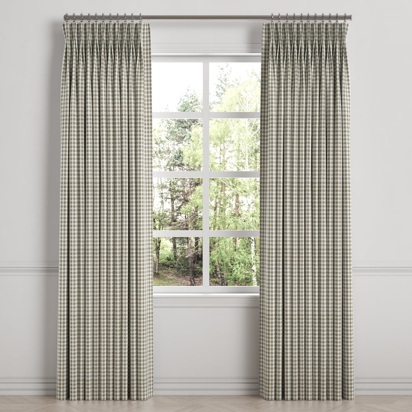 Pinch Pleat Drapery in Luxe Gingham - Chocolate