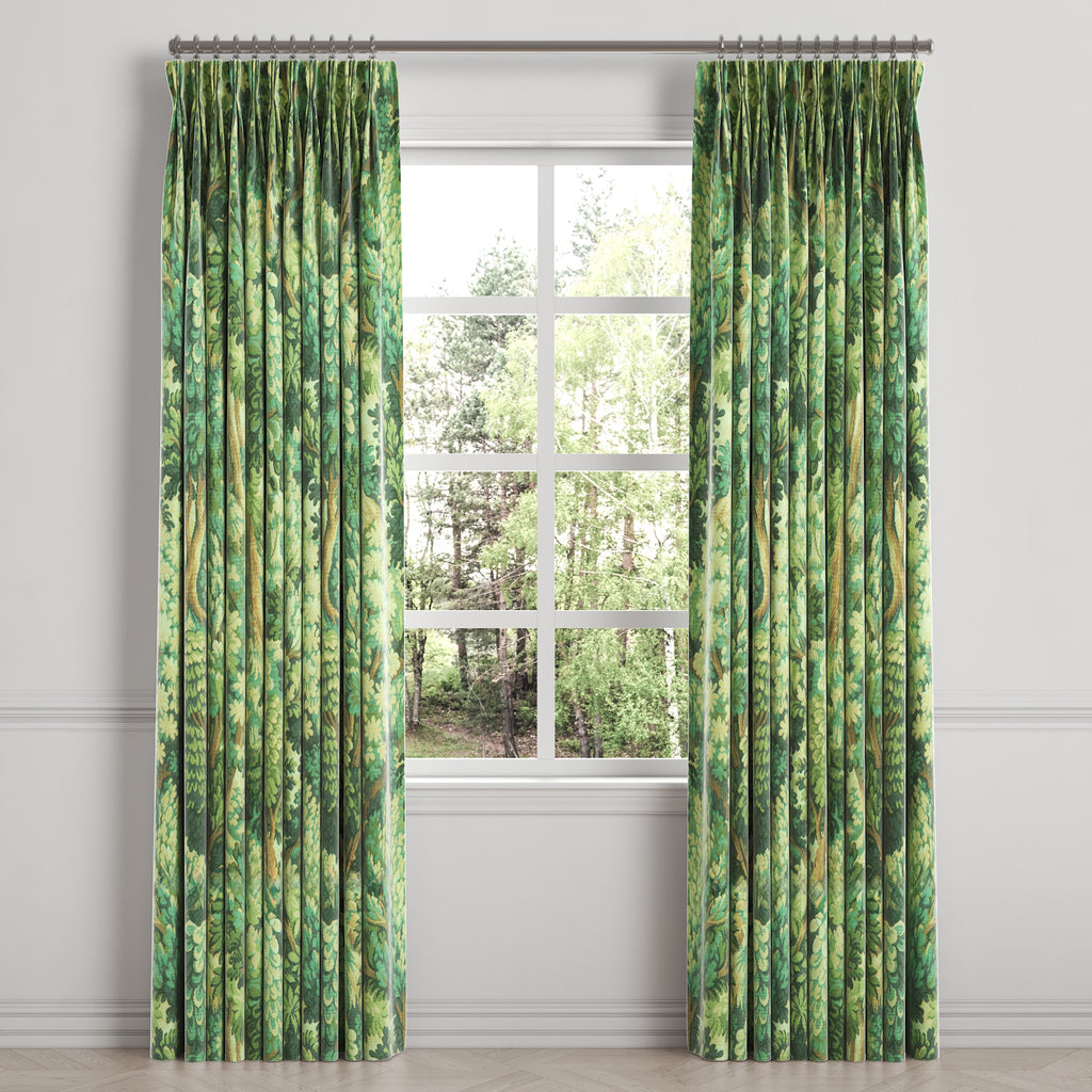 Pinch Pleat Drapery in Enchanted Forest - Emerald