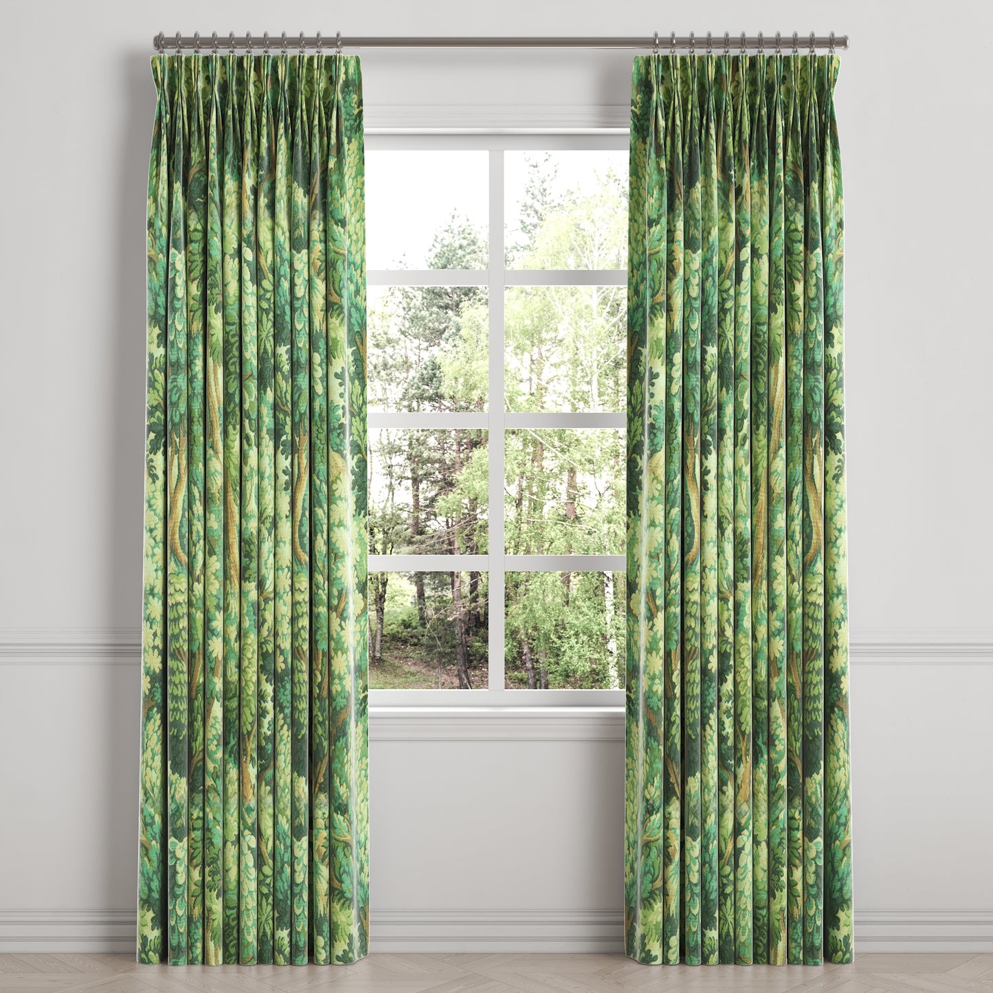 Pinch Pleat Drapery in Enchanted Forest - Emerald