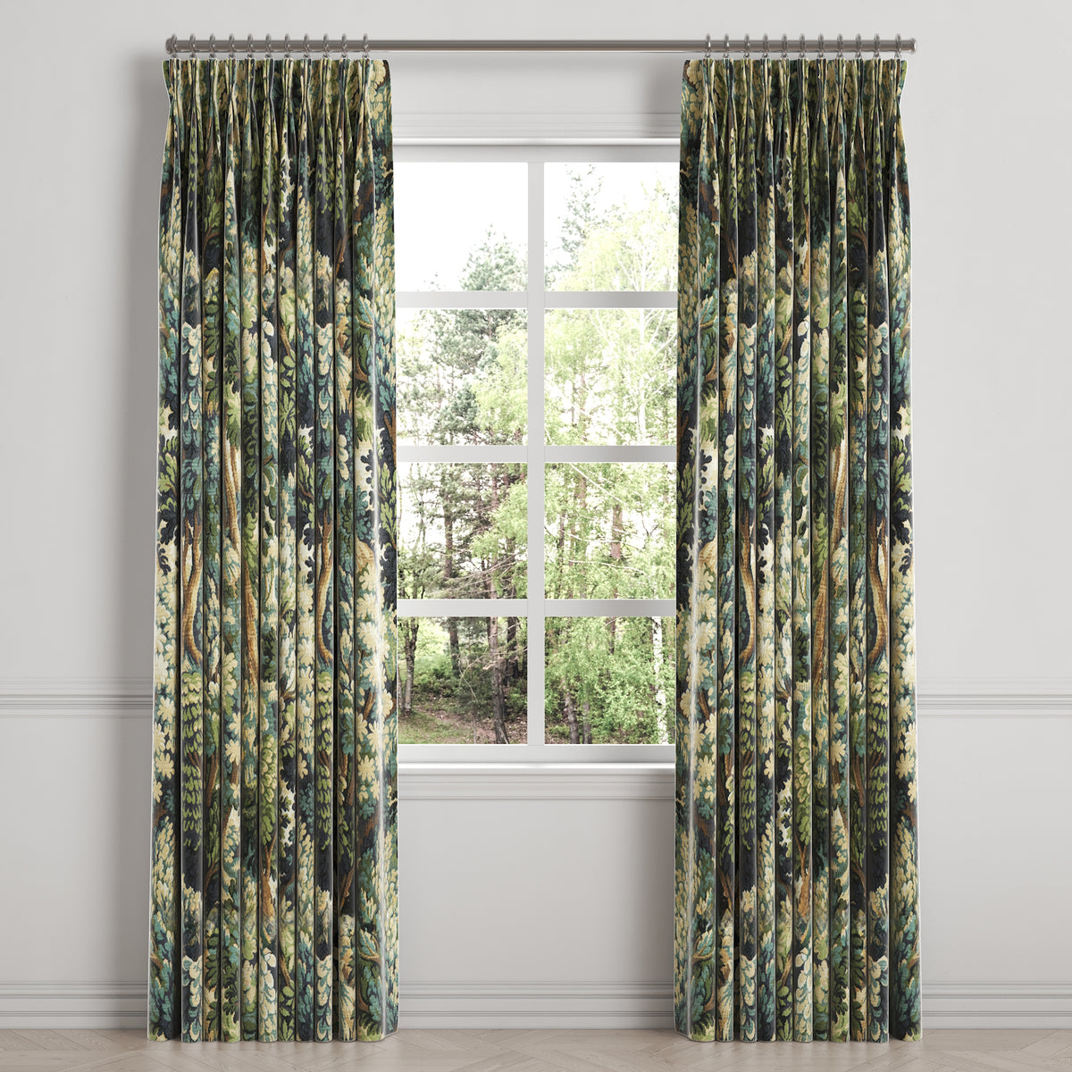 Pinch Pleat Drapery in Enchanted Forest - Peridot