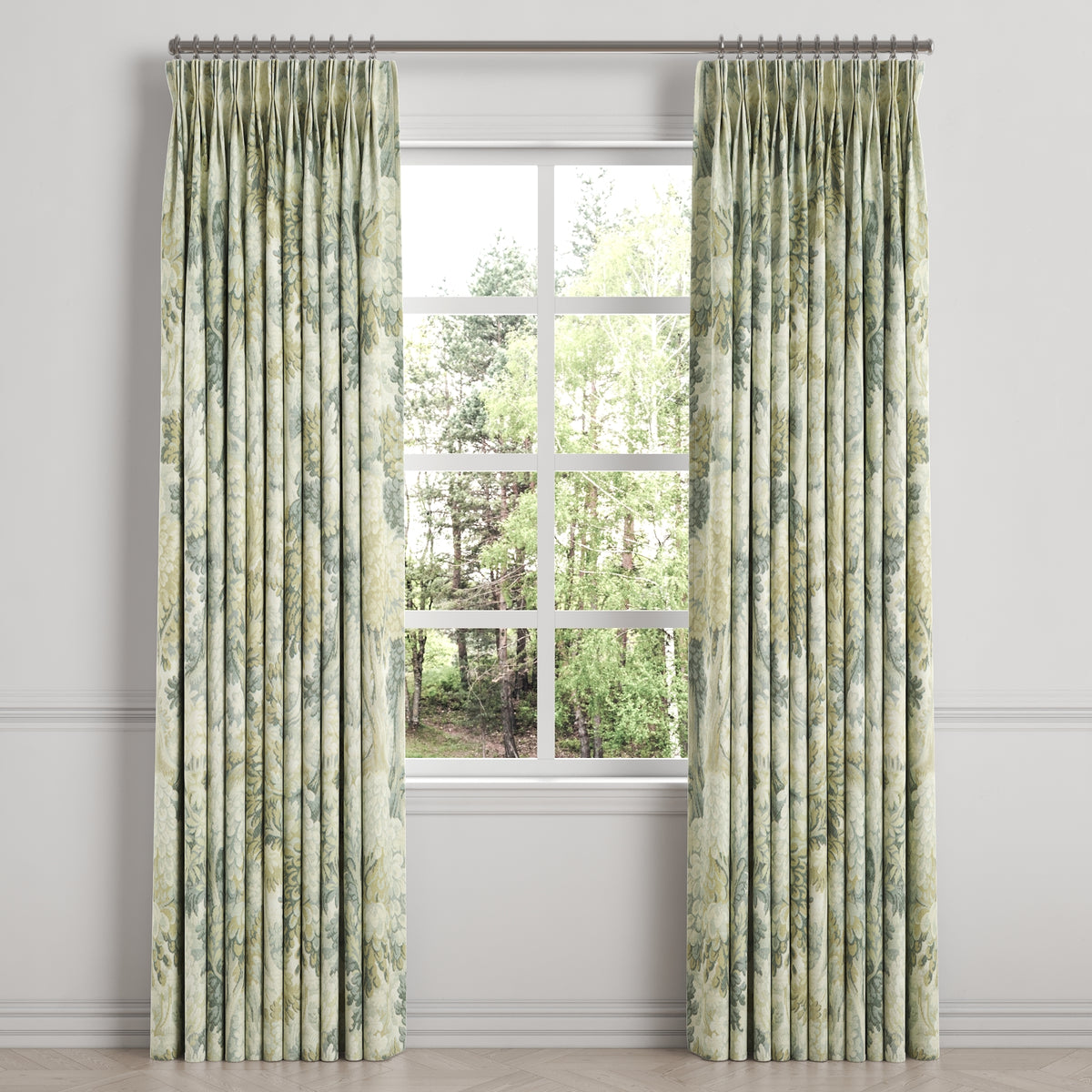 Pinch Pleat Drapery in Enchanted Forest - Mineral