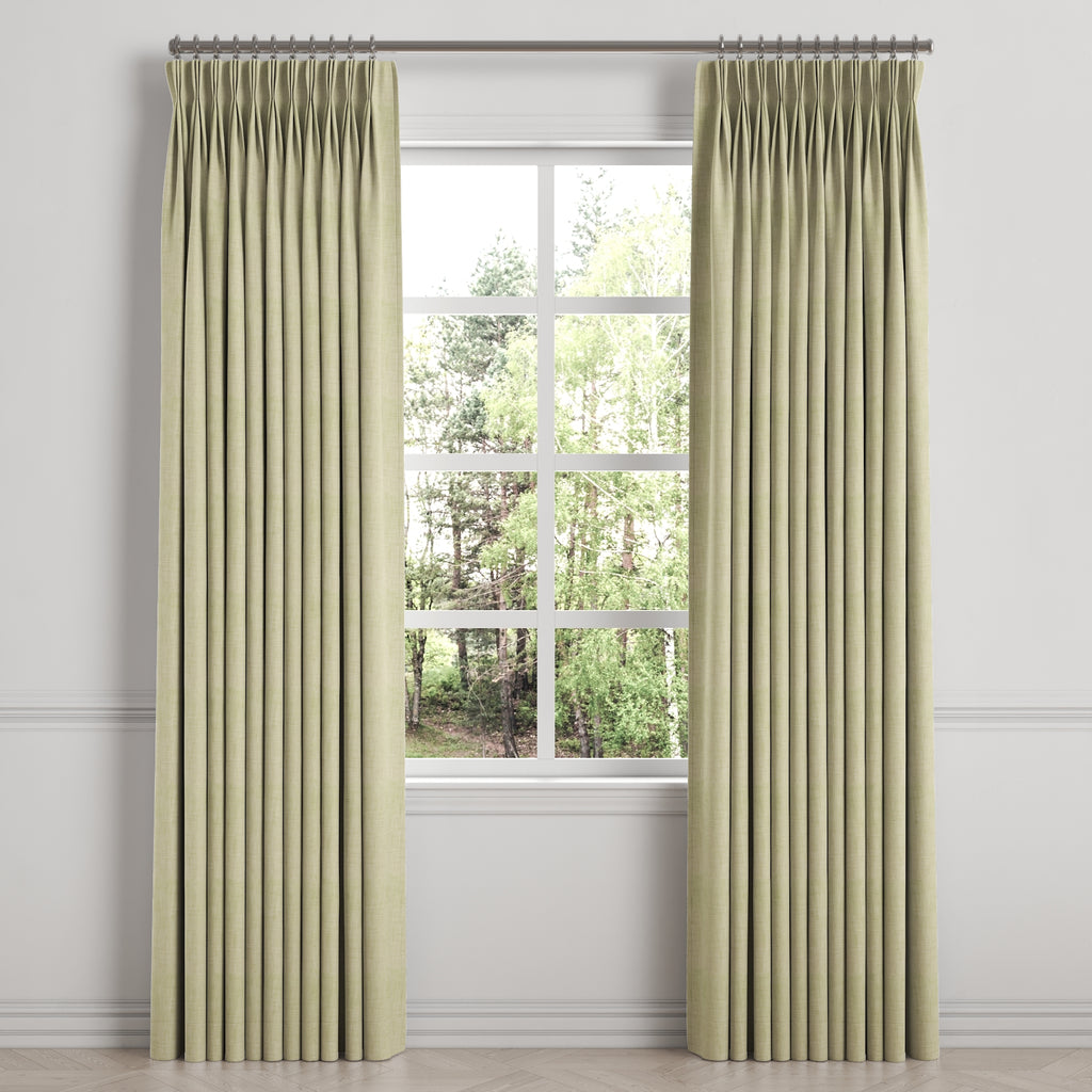 Pinch Pleat Drapery in Woven Cotton - Sand