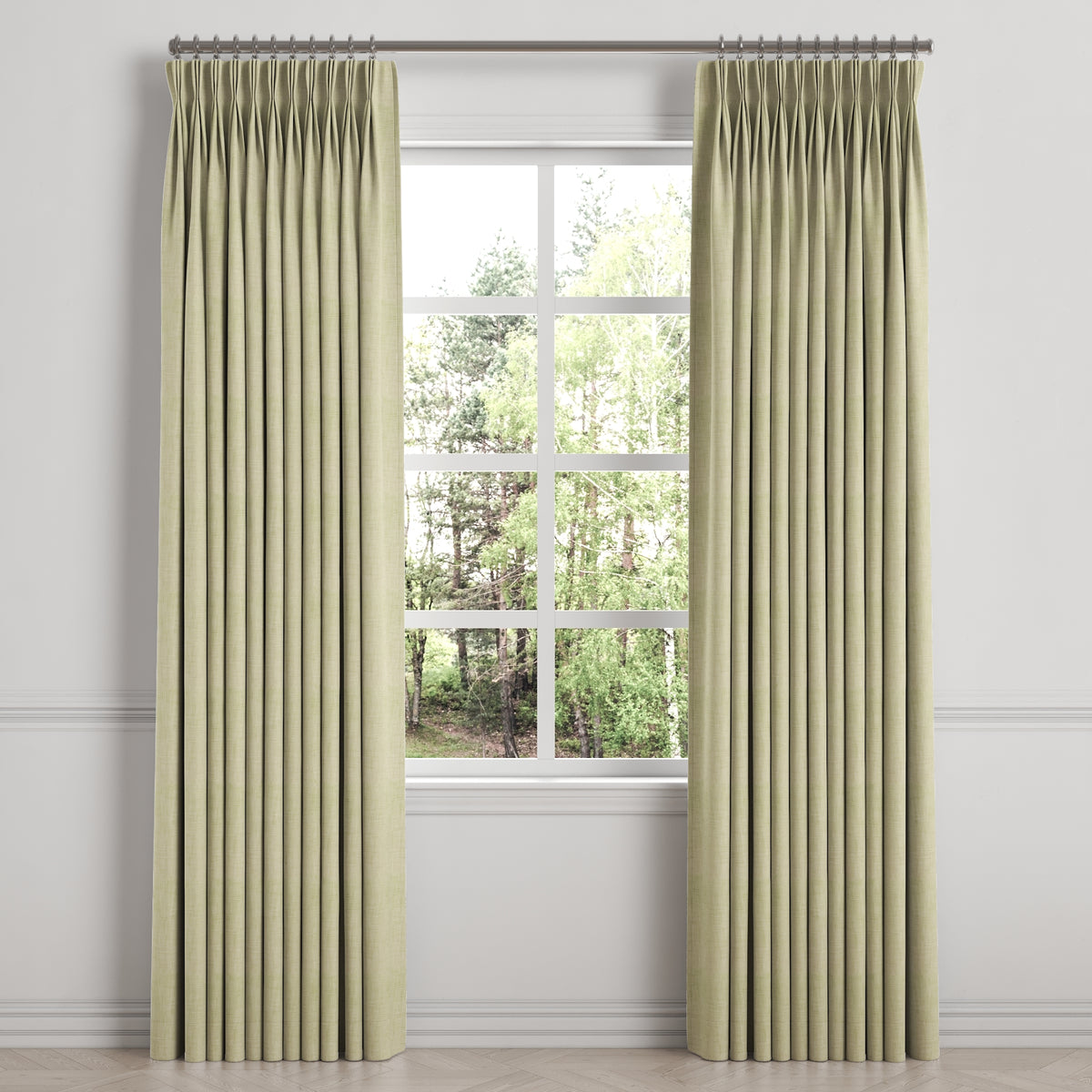 Pinch Pleat Drapery in Woven Cotton - Sand