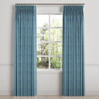 Pinch Pleat Drapery in Woven Cotton - Deep Blue