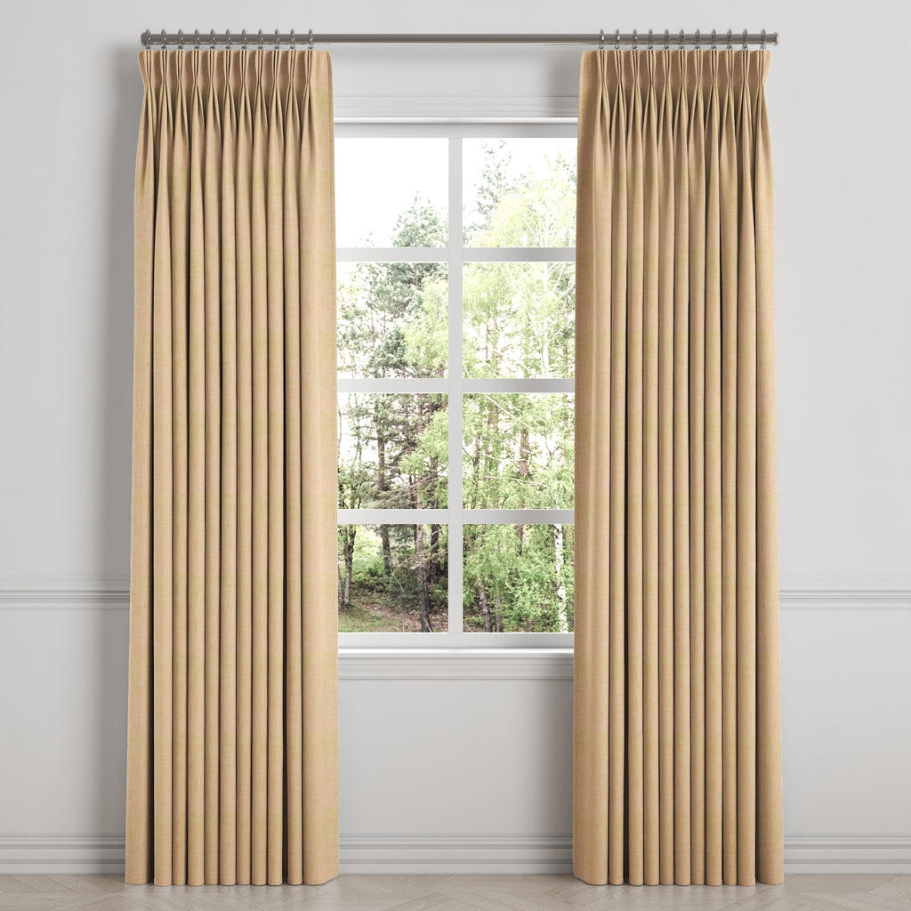 Pinch Pleat Drapery in Woven Cotton - Melon