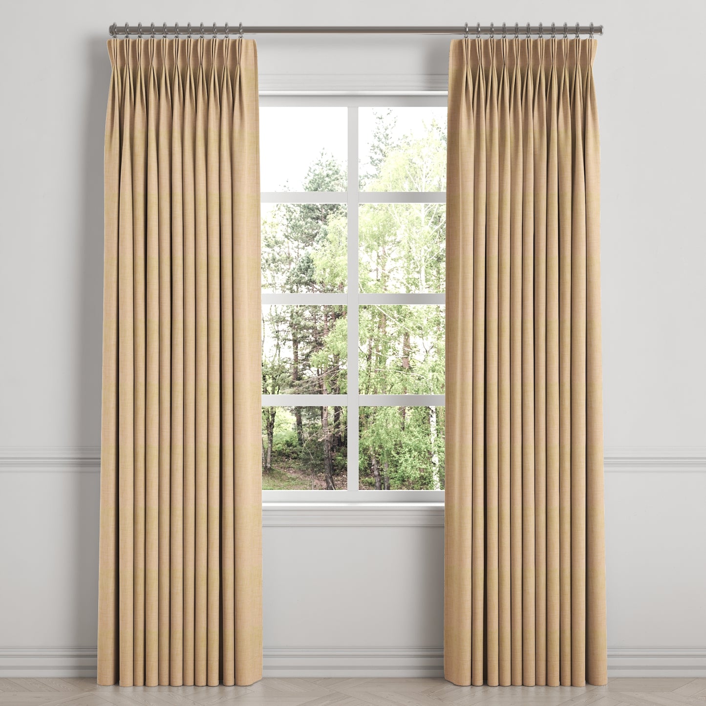 Pinch Pleat Drapery in Woven Cotton - Melon