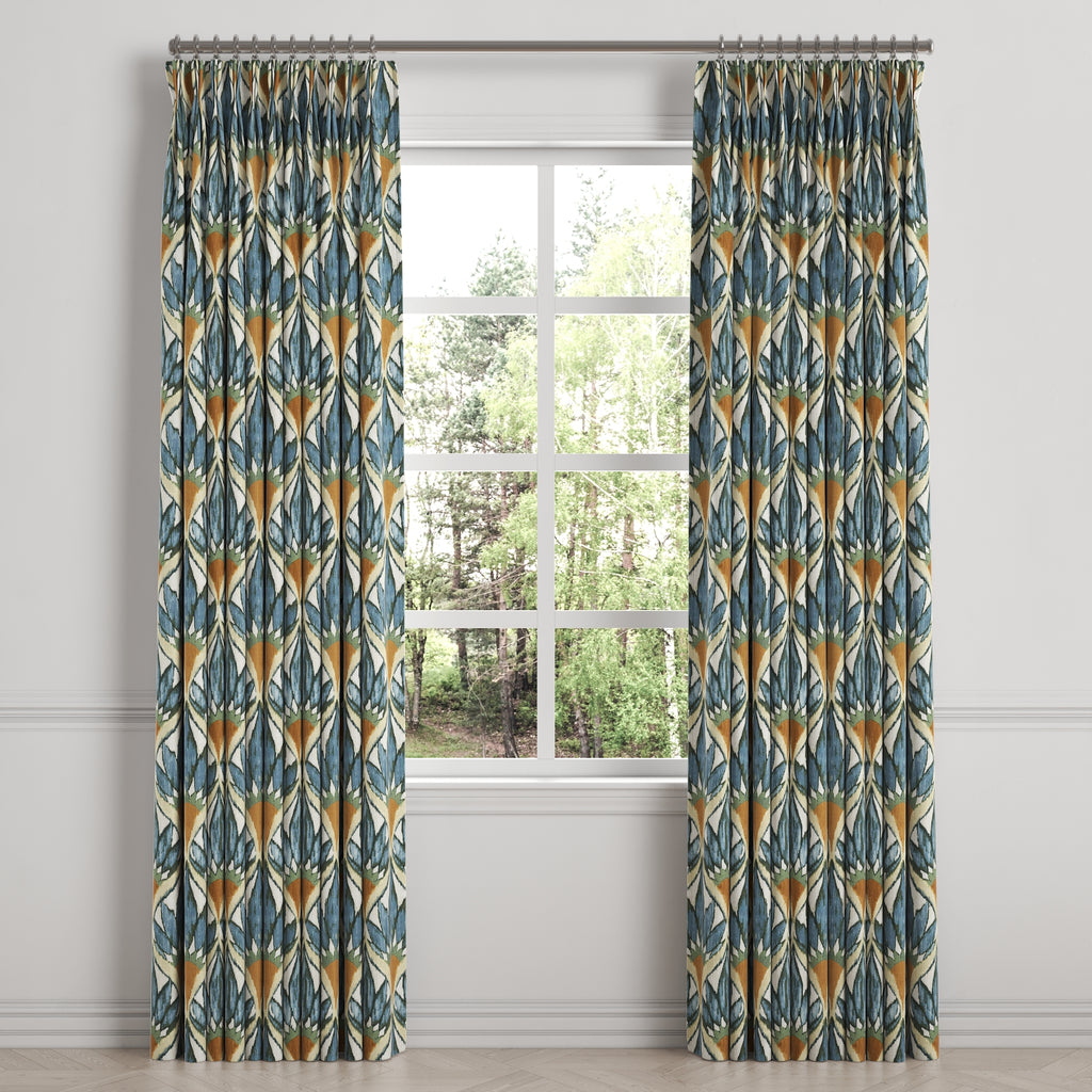 Pinch Pleat Drapery in Petal Press - Aquamarine
