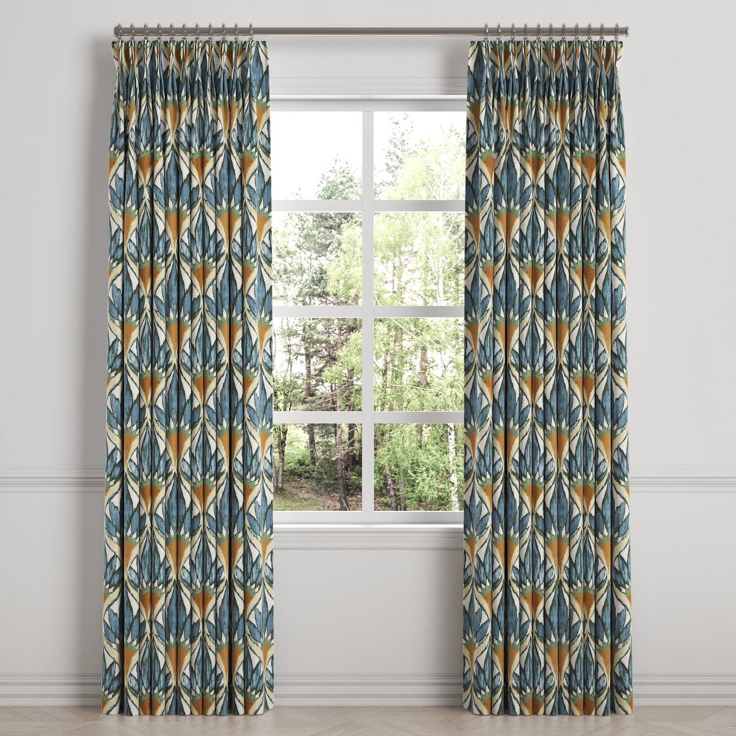 Pinch Pleat Drapery in Petal Press - Aquamarine