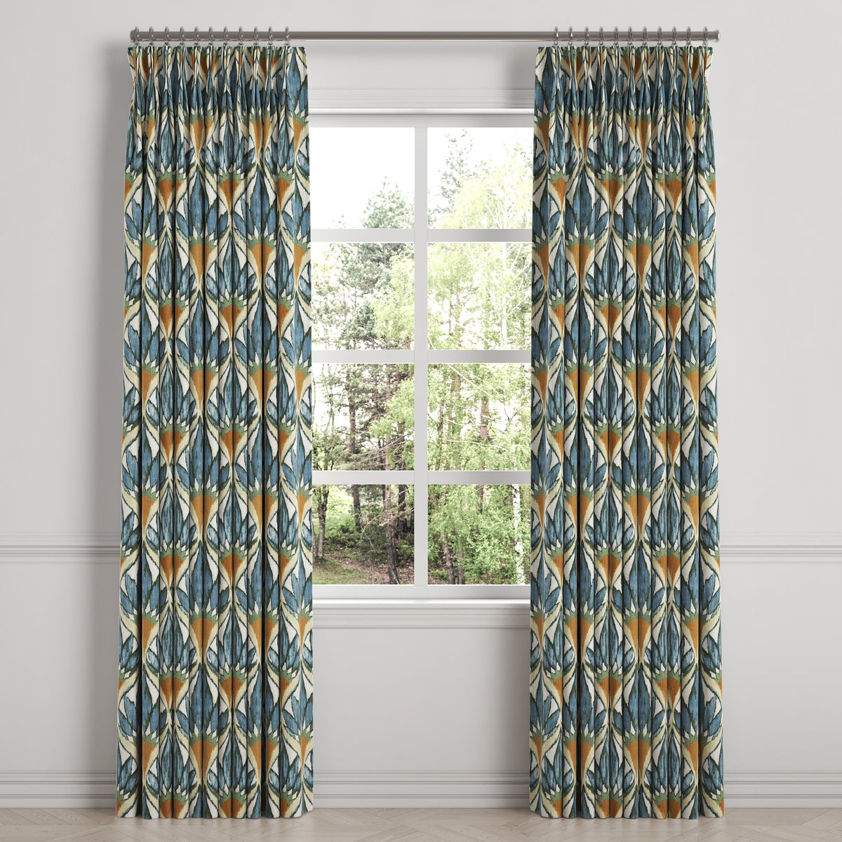 Pinch Pleat Drapery in Petal Press - Aquamarine