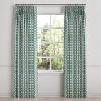 Pinch Pleat Drapery in Mini Florals - Mountain Teal