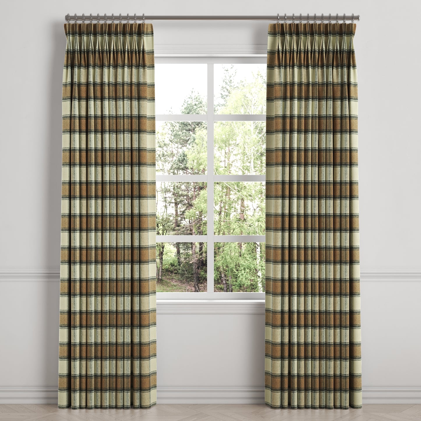 Pinch Pleat Drapery in Cozy Cabin - Walnut