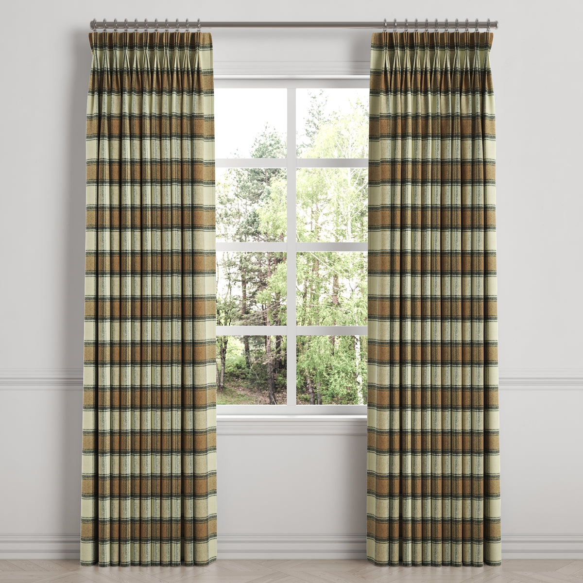 Pinch Pleat Drapery in Cozy Cabin - Walnut
