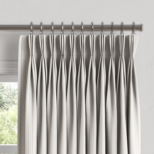 Pinch Pleat Drapery in Sand Dollar Stripes