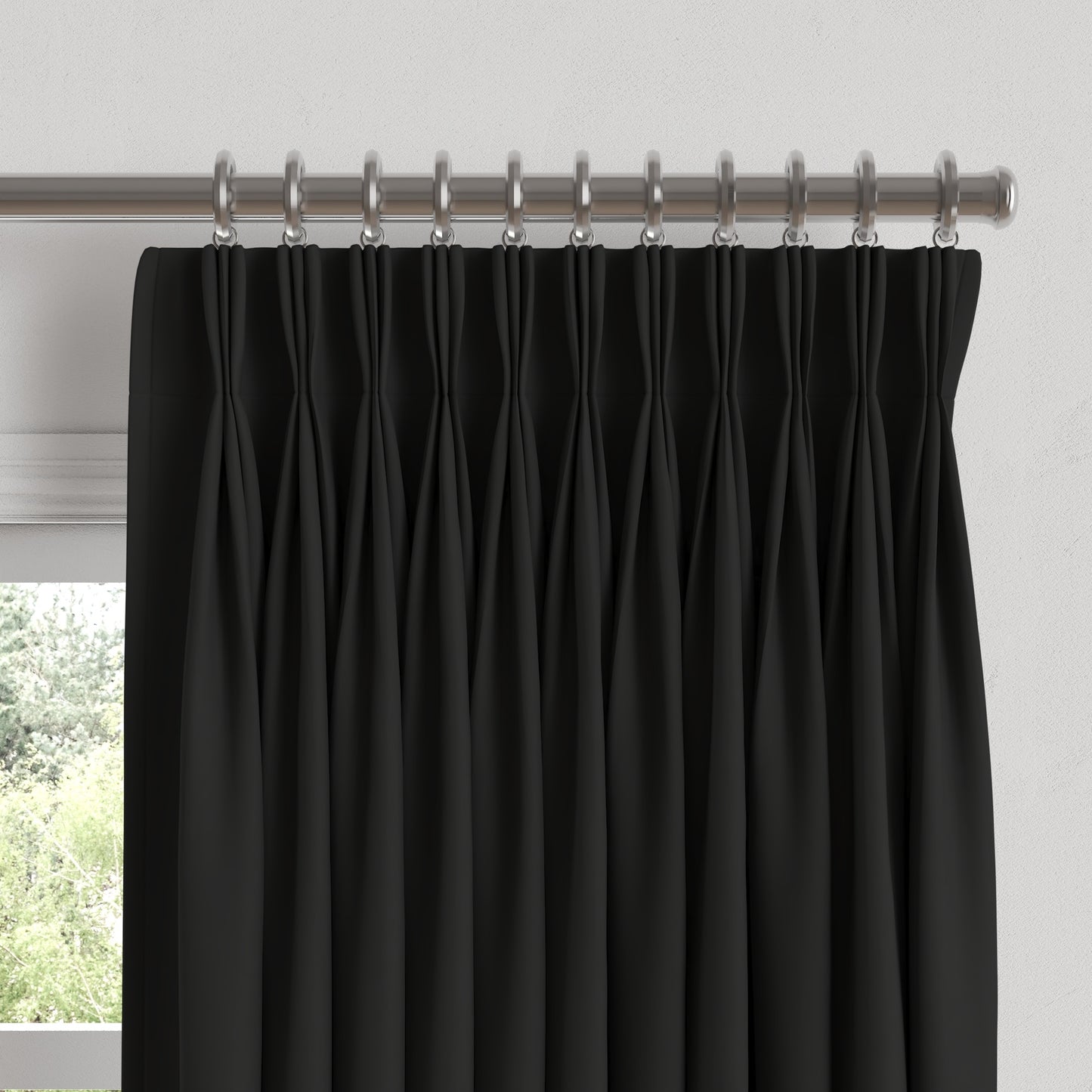Pinch Pleat Drapery in Classic Linen - Black