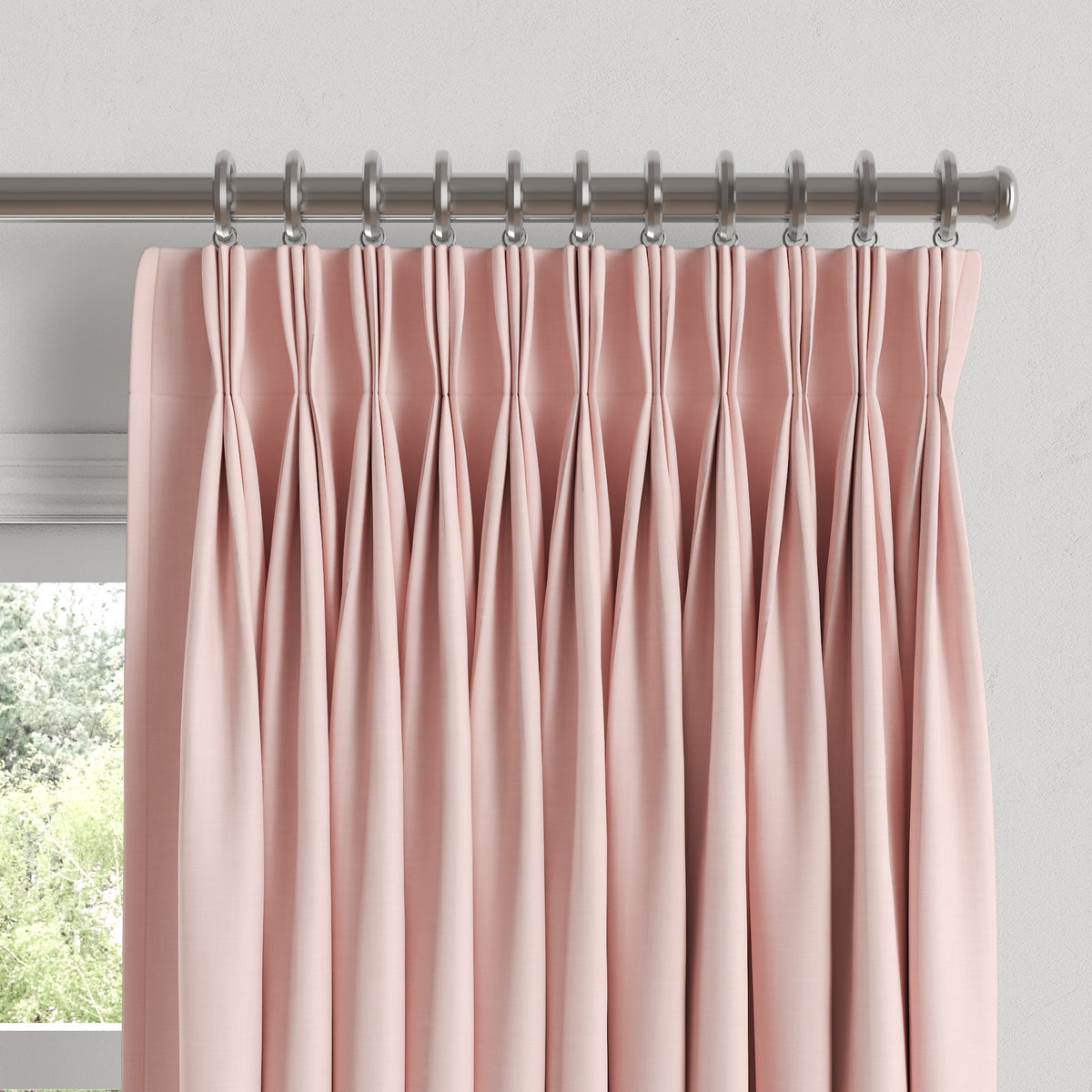 Pinch Pleat Drapery in Classic Linen - Blush
